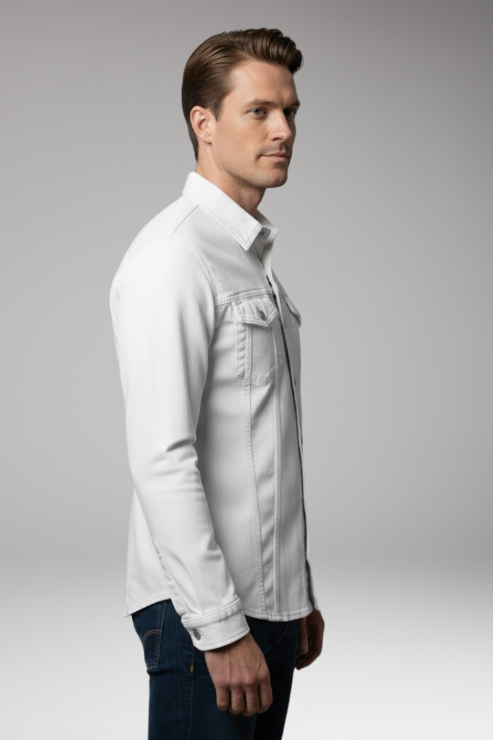 Men's Denim Bomber Jacket Long Sleeves