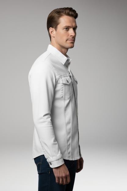 Men's Denim Bomber Jacket Long Sleeves