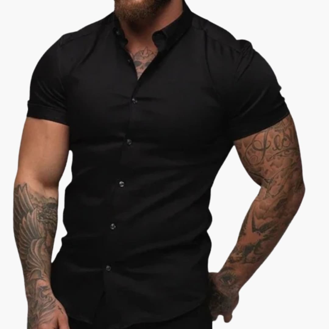 Men's Slim Fit Short Sleeve Dress Shirt - VibreMode