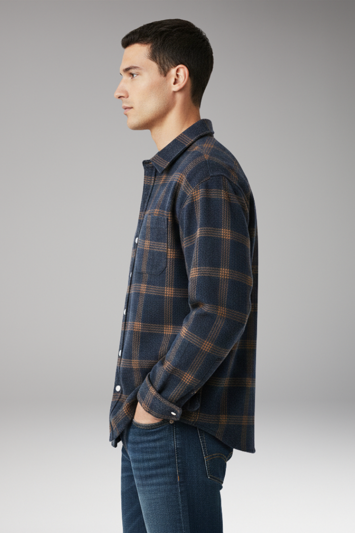 Men's Flannel Long Sleeve Shirt Classic Collar