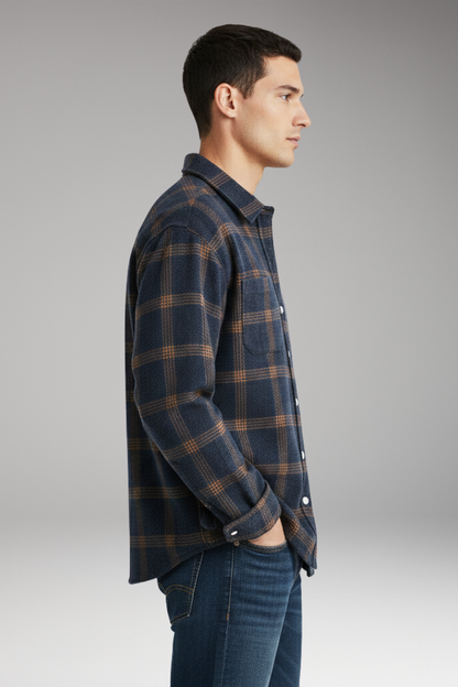 Men's Flannel Long Sleeve Shirt Classic Collar