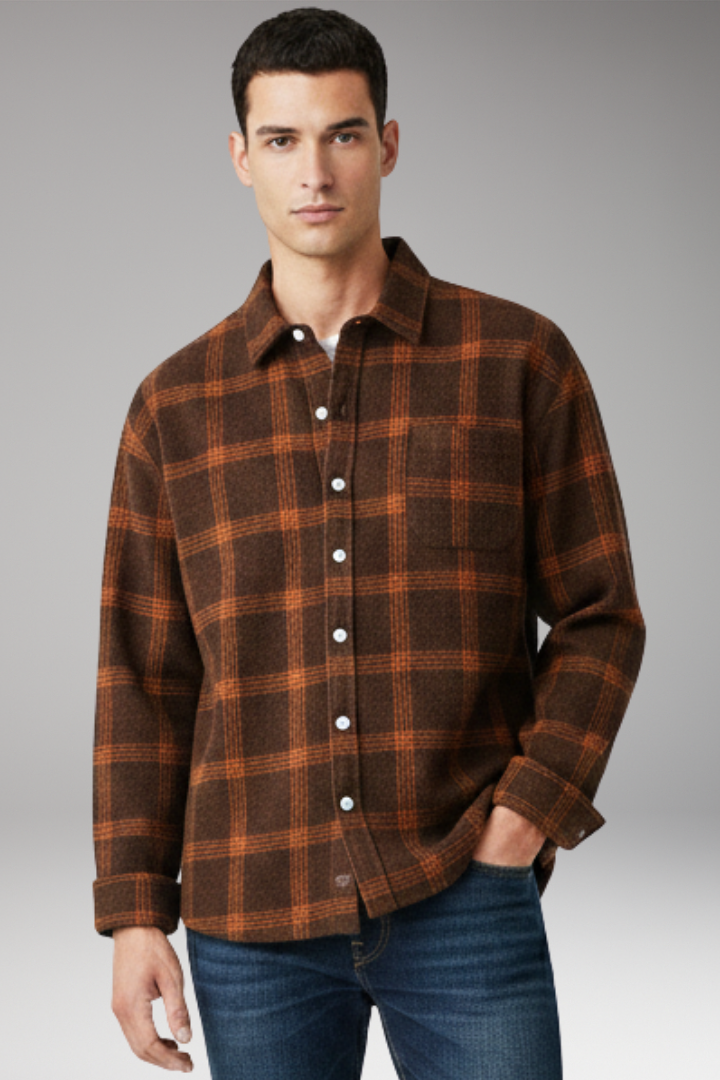 Men's Flannel Long Sleeve Shirt Classic Collar
