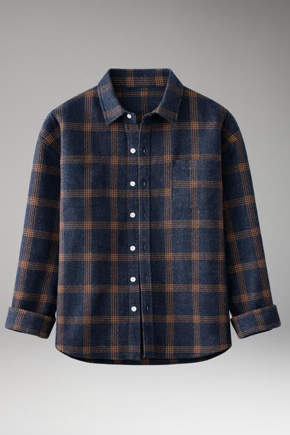 Men's Flannel Long Sleeve Shirt Classic Collar - VibreMode
