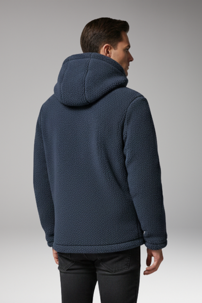 Men's Fleece Hooded Jacket Zip Pocket