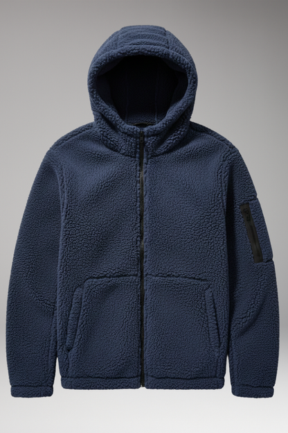 Men's Fleece Hooded Jacket Zip Pocket - VibreMode