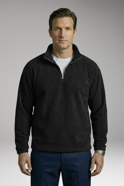 Men's Fleece Pullover Ribbed Cuffs Stand Collar