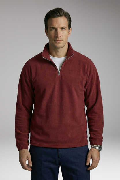 Men's Fleece Pullover Ribbed Cuffs Stand Collar