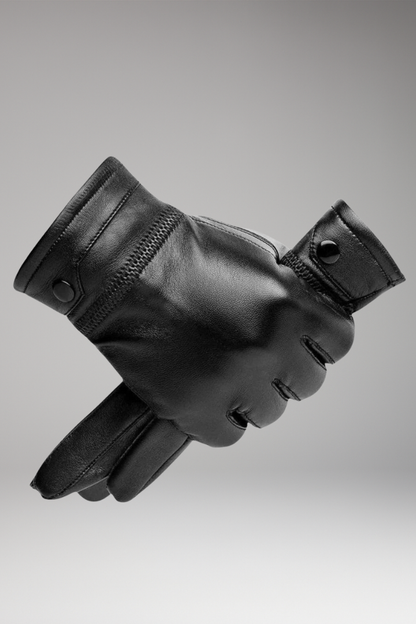 Men's Winter Gloves Adjustable Strap Ribbed Cuff