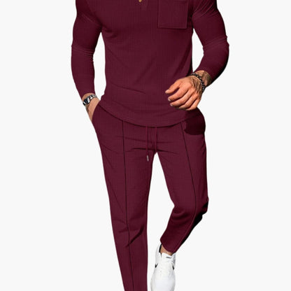 Men's Long Sleeve Henley And Pants Set