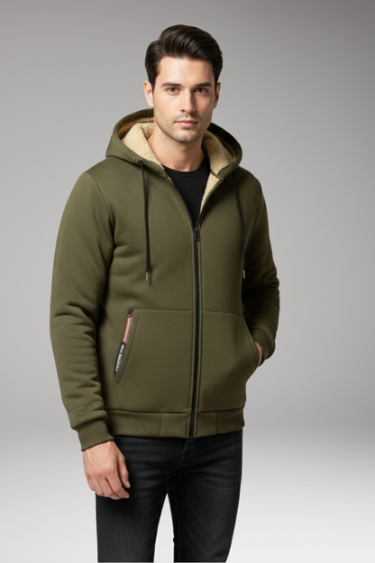 Men's Hooded Zip Jacket with Front Pockets