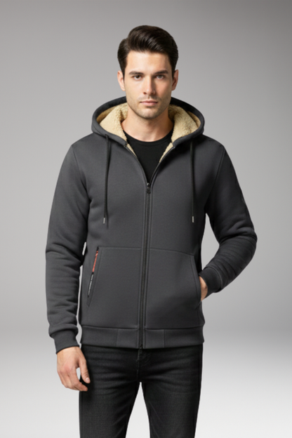 Men's Hooded Zip Jacket with Front Pockets