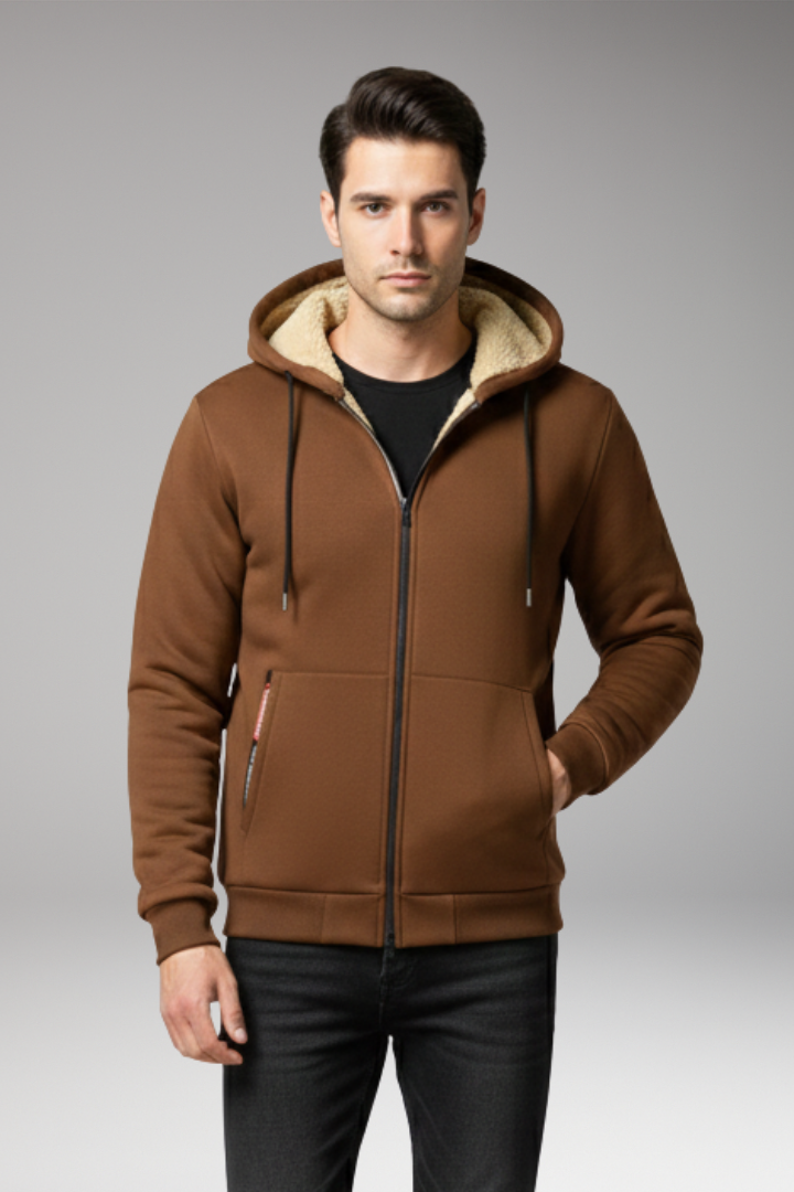 Men's Hooded Zip Jacket with Front Pockets