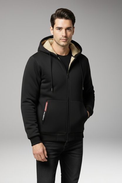Men's Hooded Zip Jacket with Front Pockets