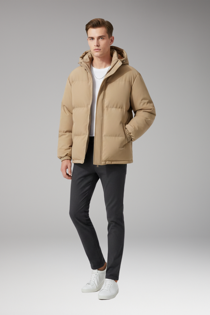 Men's Hooded Zip Jacket Welt Pockets