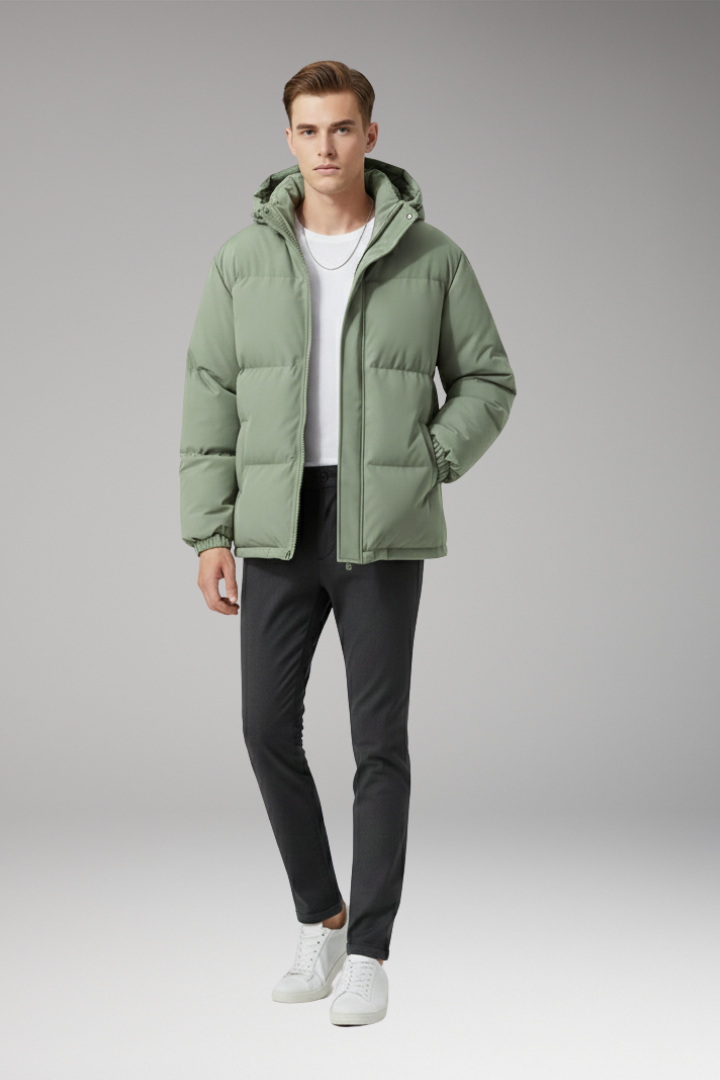 Men's Hooded Zip Jacket Welt Pockets