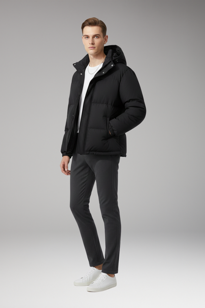 Men's Hooded Zip Jacket Welt Pockets