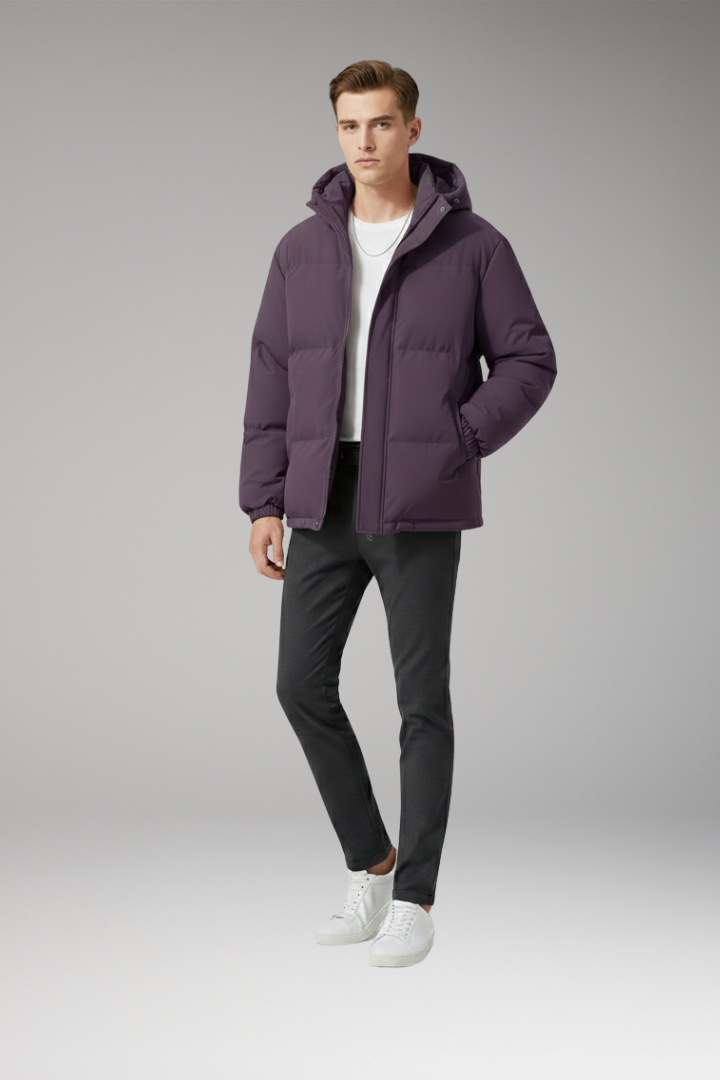 Men's Hooded Zip Jacket Welt Pockets