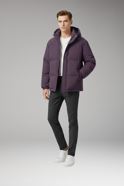 Men's Hooded Zip Jacket Welt Pockets