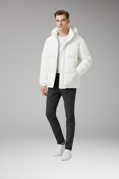 Men's Hooded Zip Jacket Welt Pockets