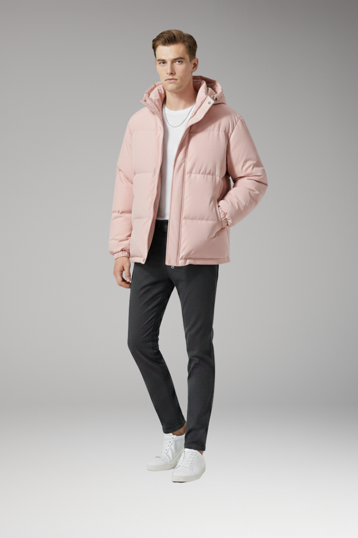 Men's Hooded Zip Jacket Welt Pockets