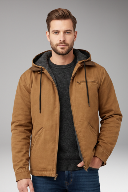Men's Hooded Zipper Jacket Side Pockets