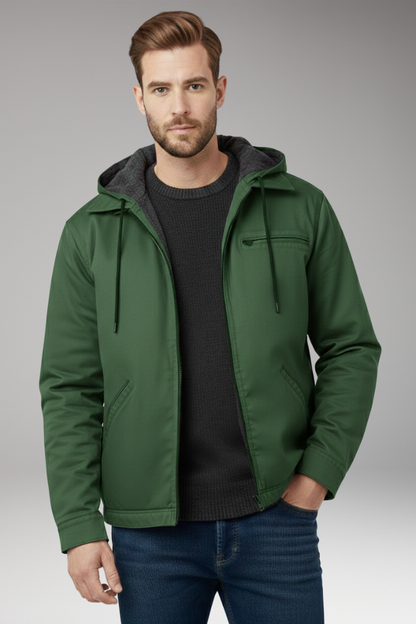 Men's Hooded Zipper Jacket Side Pockets