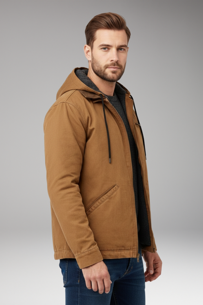 Men's Hooded Zipper Jacket Side Pockets