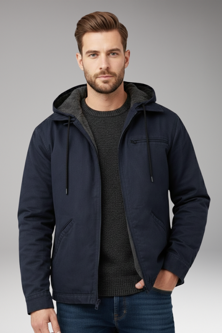 Men's Hooded Zipper Jacket Side Pockets
