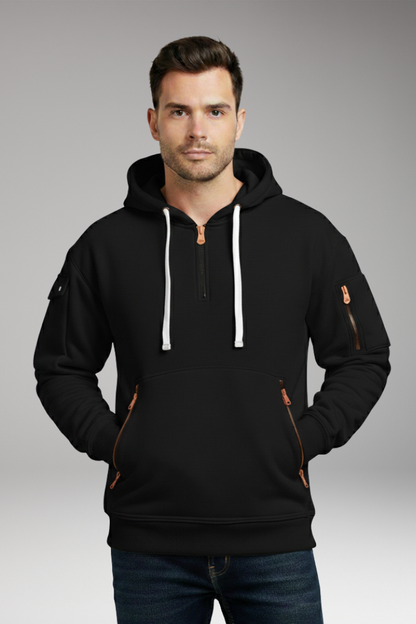 Men's Adjustable Hoodie Zippered Pockets