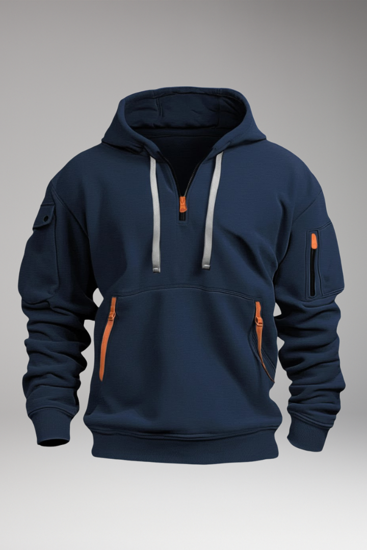Men's Adjustable Hoodie Zippered Pockets - VibreMode