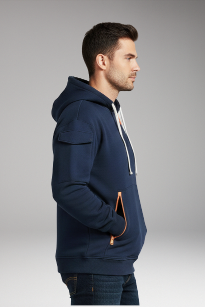 Men's Adjustable Hoodie Zippered Pockets
