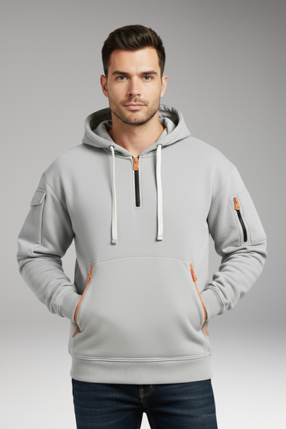 Men's Adjustable Hoodie Zippered Pockets