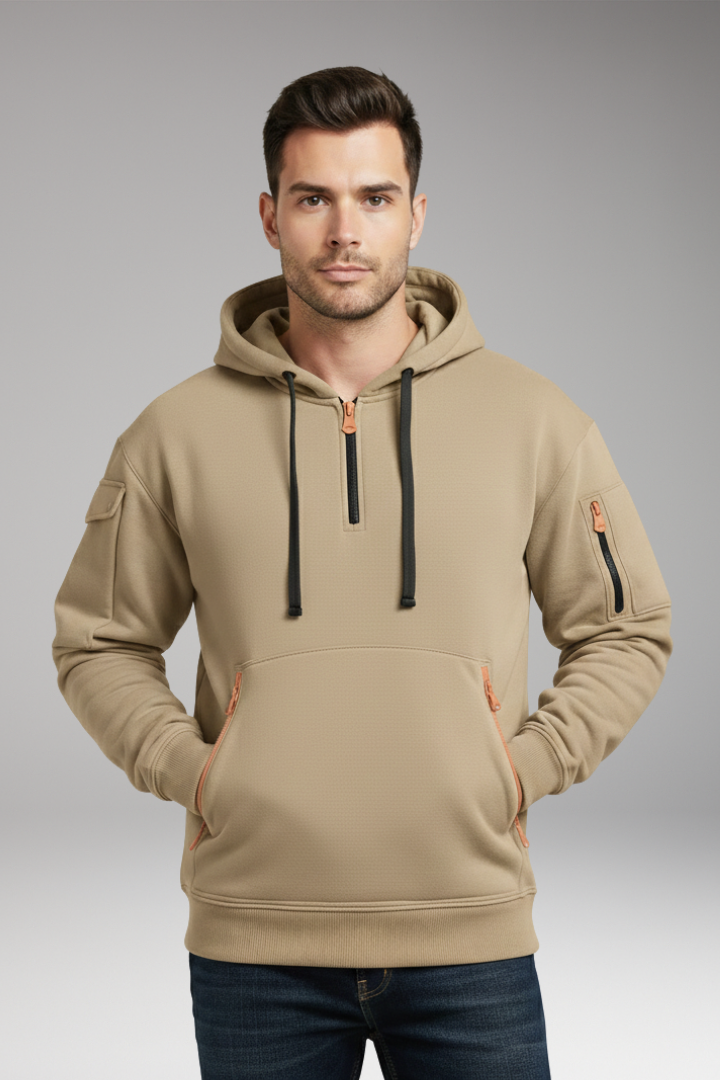 Men's Adjustable Hoodie Zippered Pockets