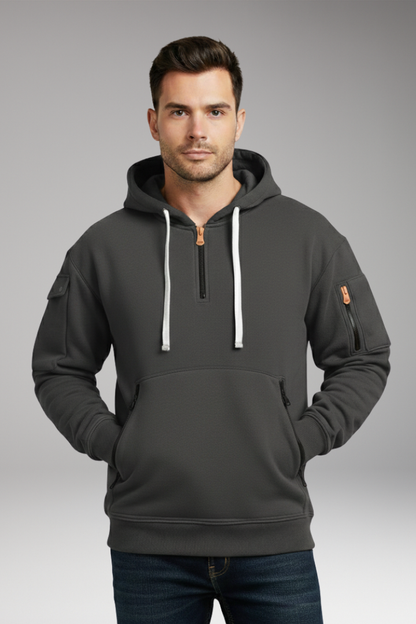 Men's Adjustable Hoodie Zippered Pockets