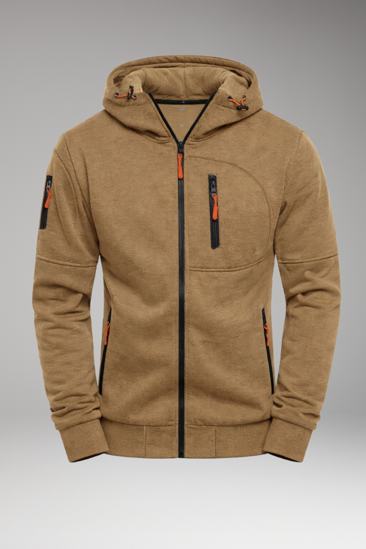 Men's Full Zip Hoodie Zipped Pockets - VibreMode
