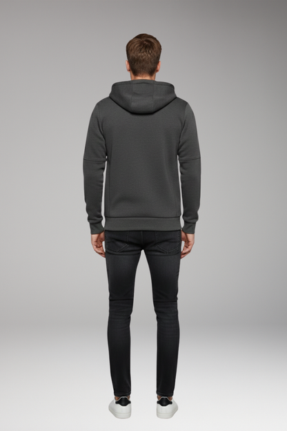 Men's Full Zip Hoodie Ribbed Cuffs