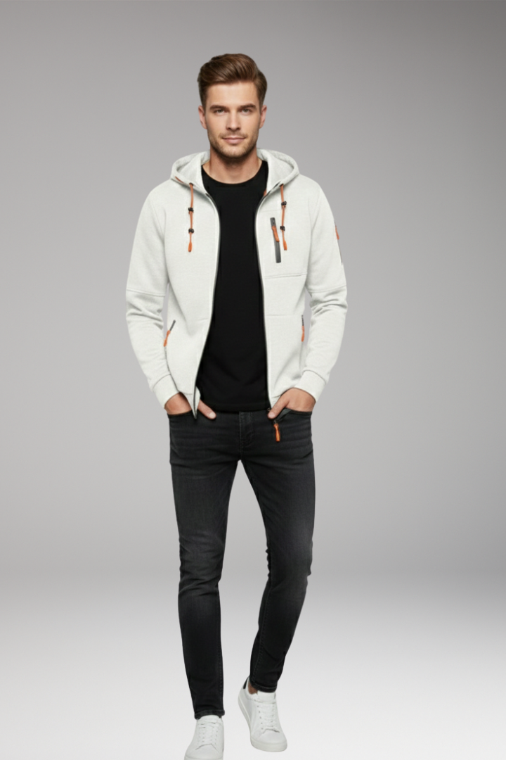 Men's Full Zip Hoodie Ribbed Cuffs