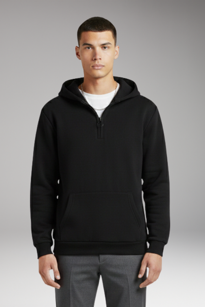 Men's Half-Zip Hoodie Cotton Front Pocket