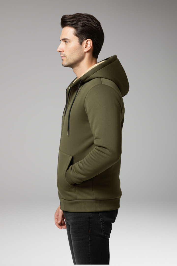 Men's Fleece Hoodie Zipper Front