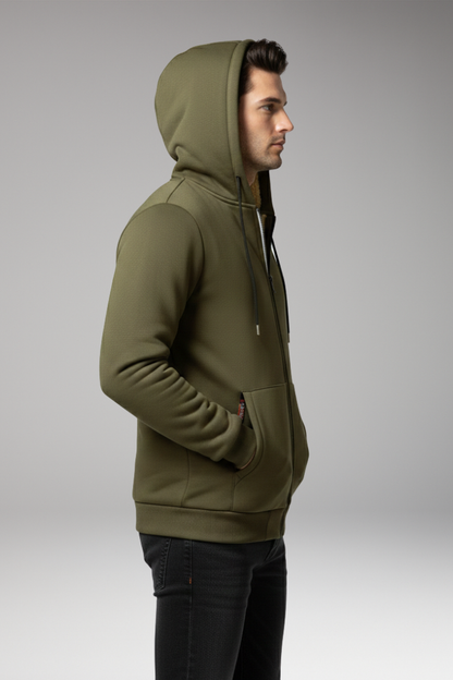 Men's Fleece Hoodie Zipper Front