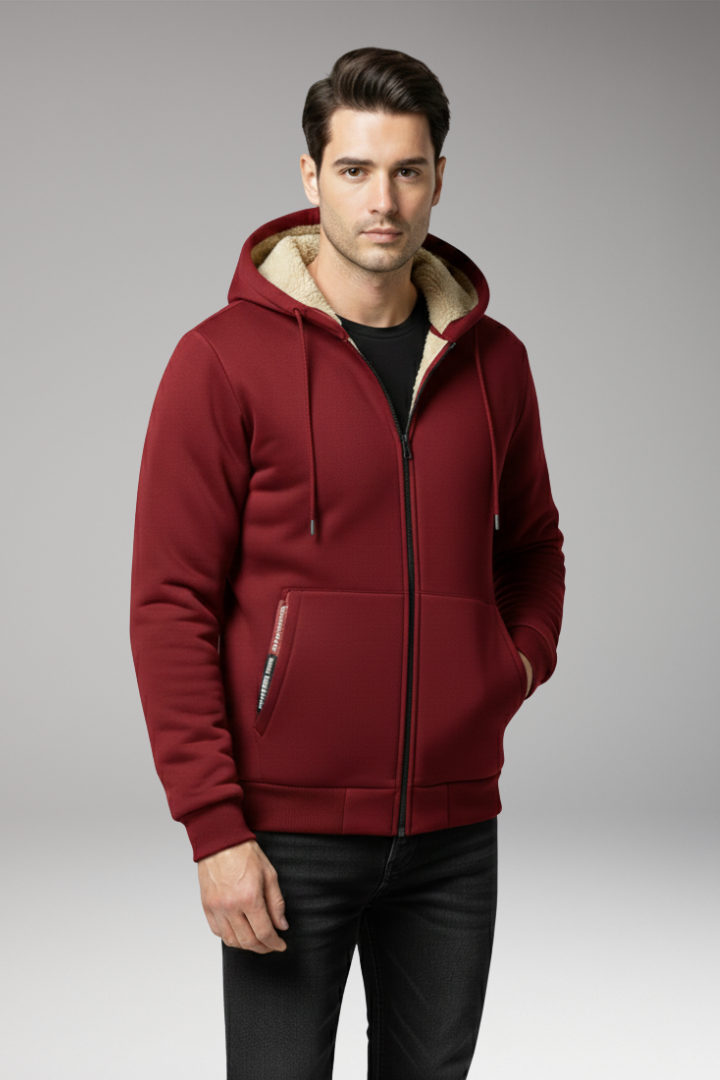 Men's Fleece Hoodie Zipper Front