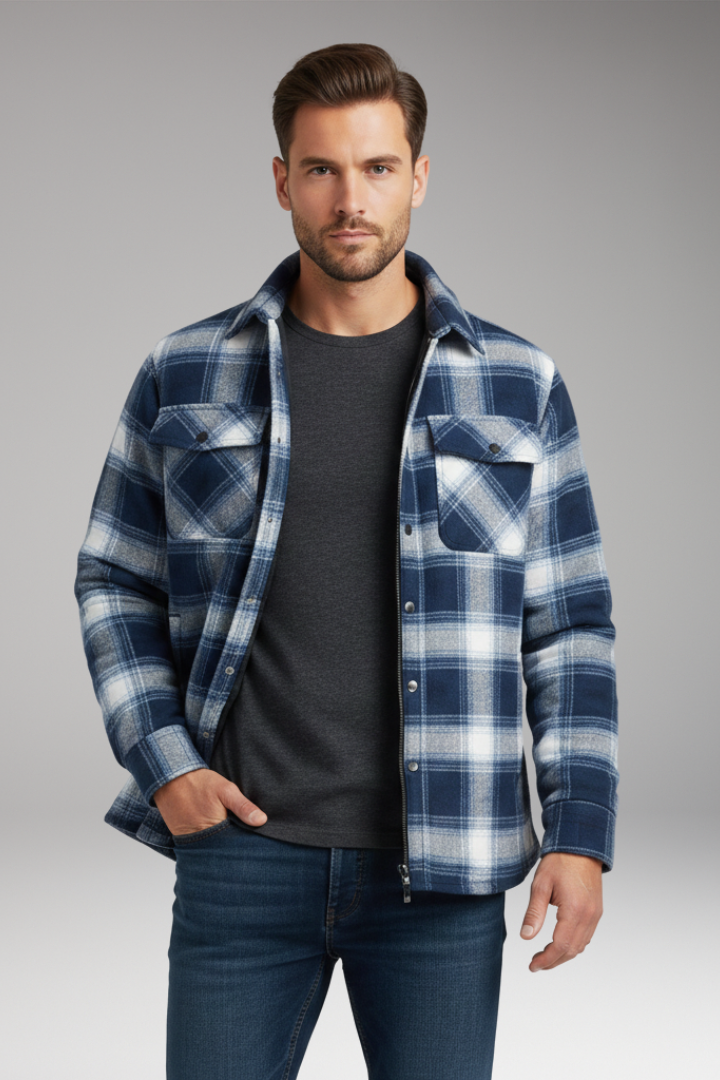 Men's Quilted Jacket Button Closure