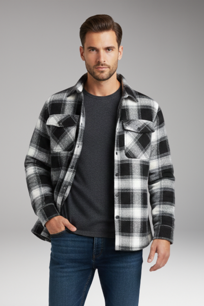 Men's Quilted Jacket Button Closure