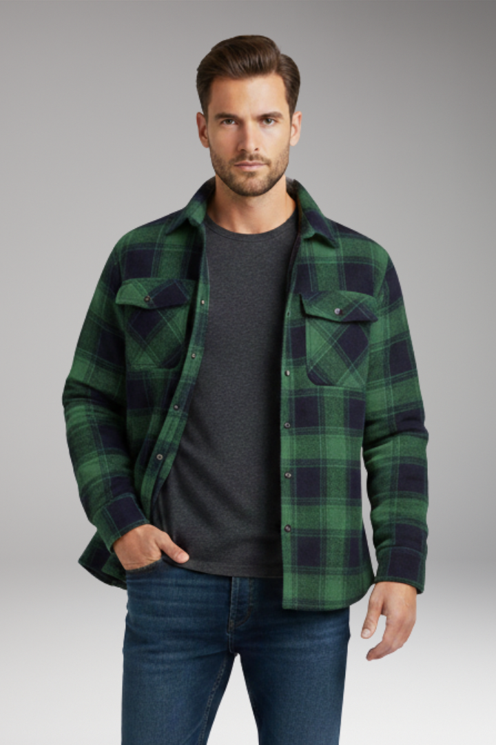 Men's Quilted Jacket Button Closure