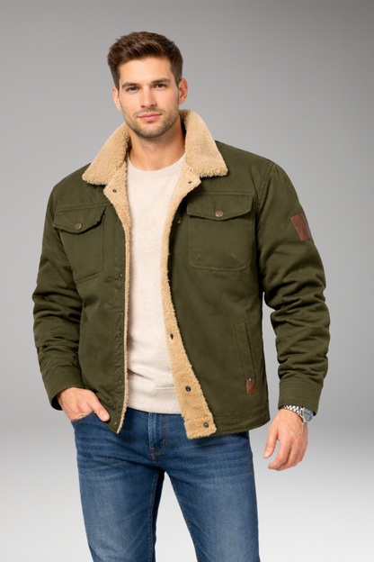 Men's Sherpa Lined Jacket Button Closure