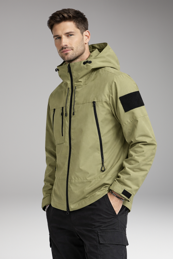 Men's Hooded Jacket Zippered Pockets