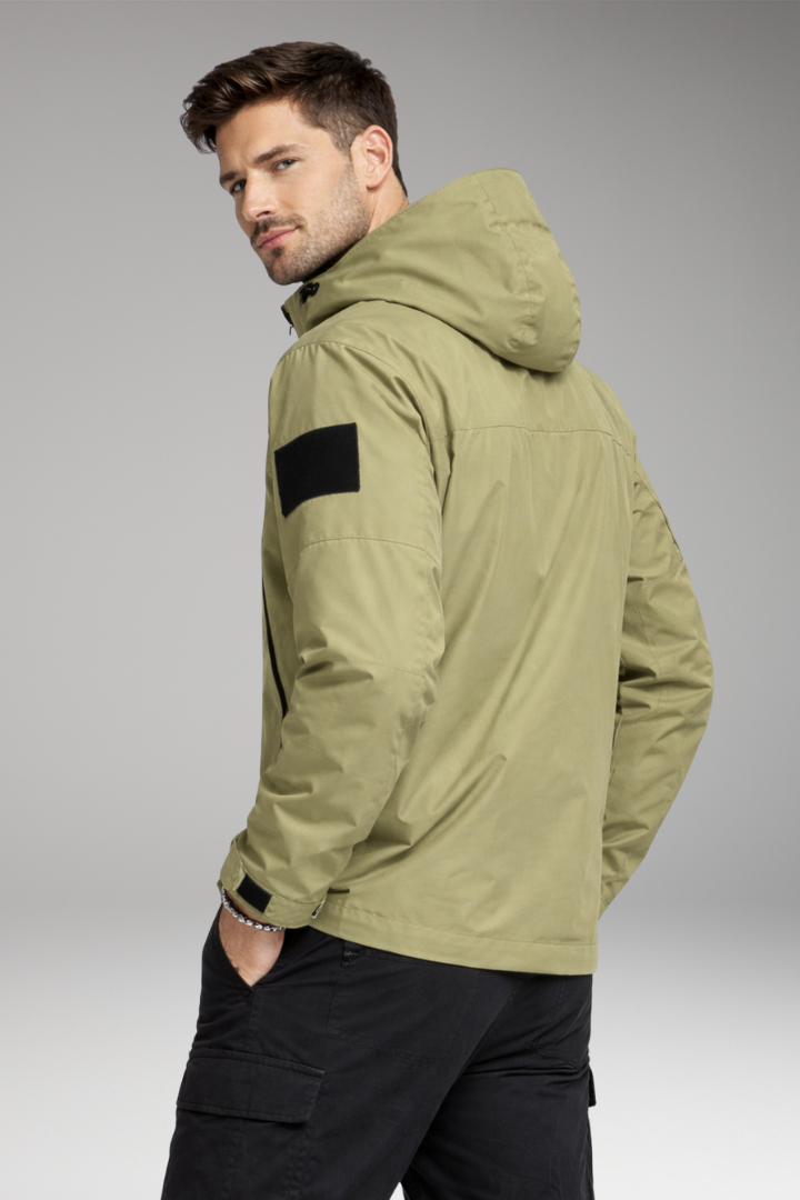 Men's Hooded Jacket Zippered Pockets