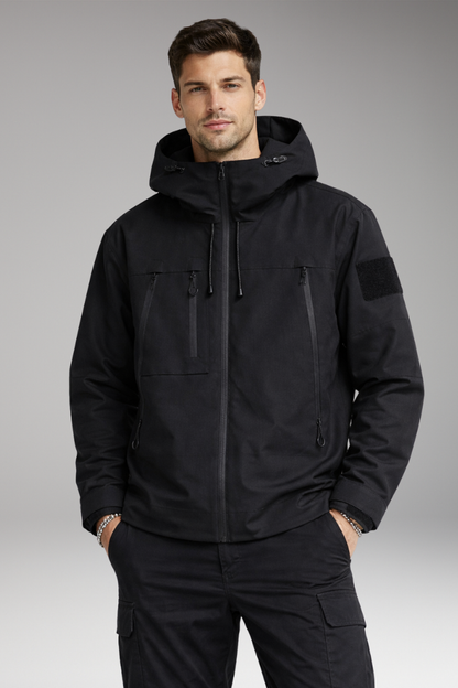 Men's Hooded Jacket Zippered Pockets