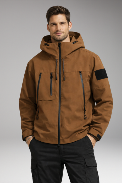 Men's Hooded Jacket Zippered Pockets