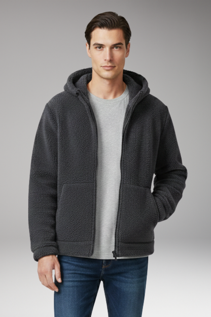 Men's Hooded Jacket Zipper Closure